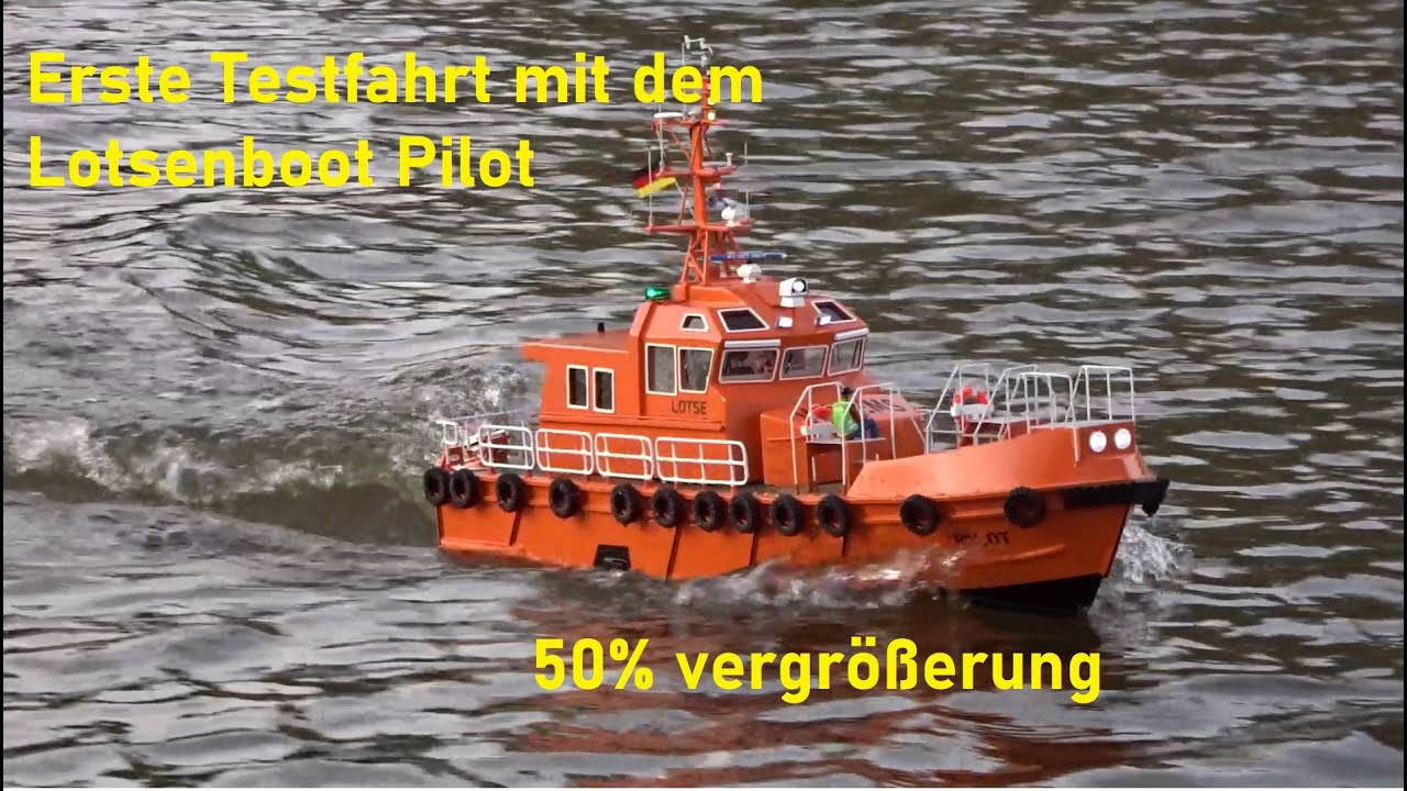 Erste Testfahrt mit dem Lotsenboot Pilot 50% vergrößert.