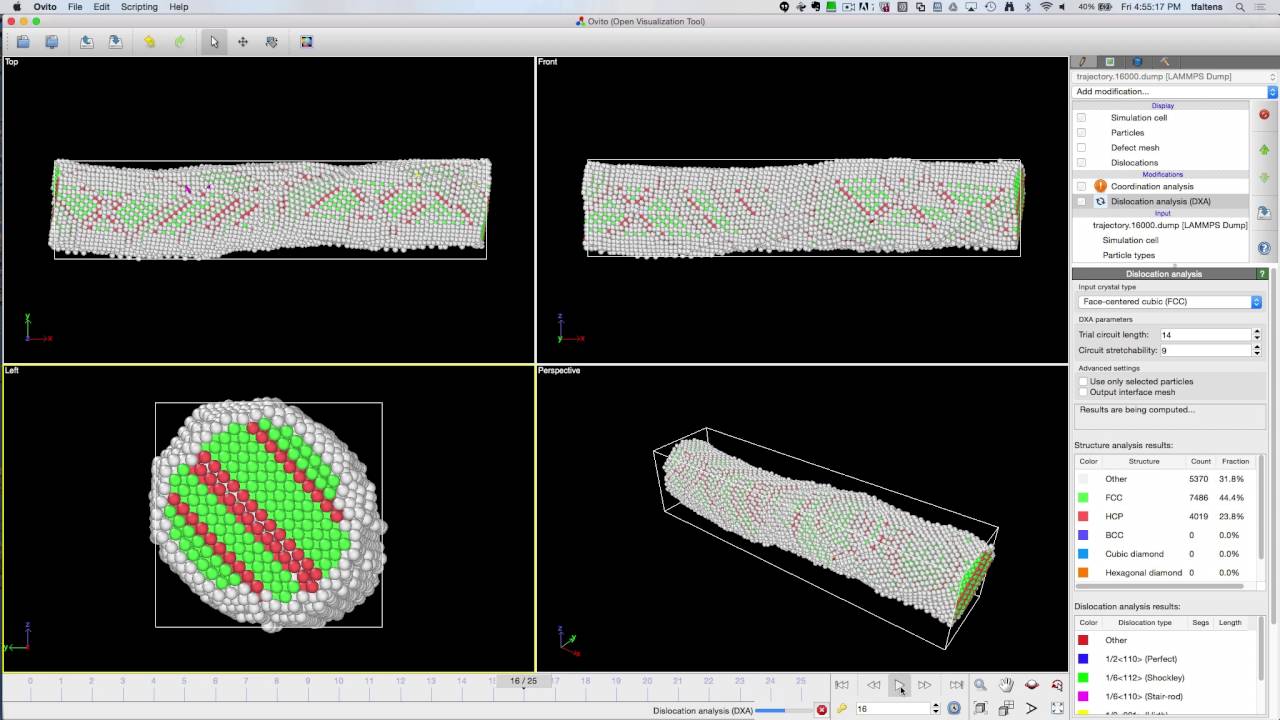Ni [100] NW Tensile test in Ovito with NN and DXA Analysis