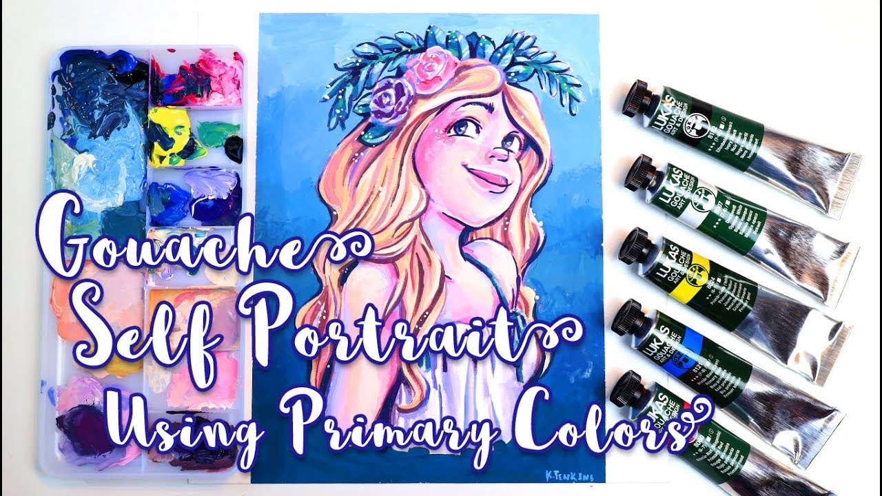 GOUACHE Self Portrait Using Primary Colors! - MissKerrieJ