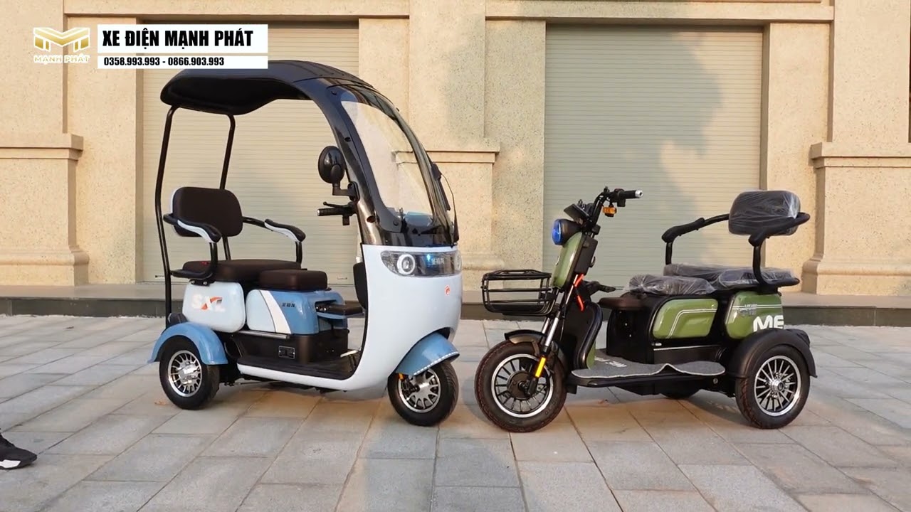 So sánh xe điện 3 bánh MEPRO VS SXLONG PRO có mái che
