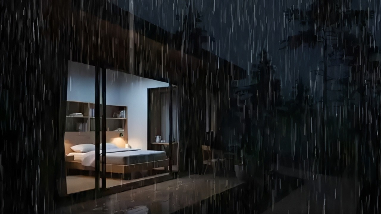 Rain Sounds For Sleeping Cabin In Forest Heavy Rain And Thunder At Night Sleep Fast ASMR