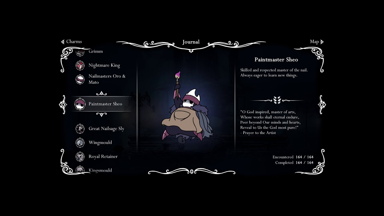 Complete hunter's journal (164/164) - Hollow Knight