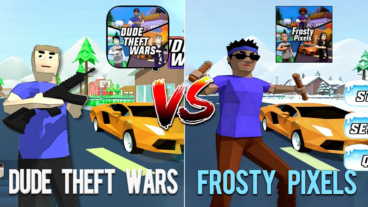 Dude Theft Wars v0.84 Vs Frosty Pixels Gameplay !!! 🤔🤔🤔