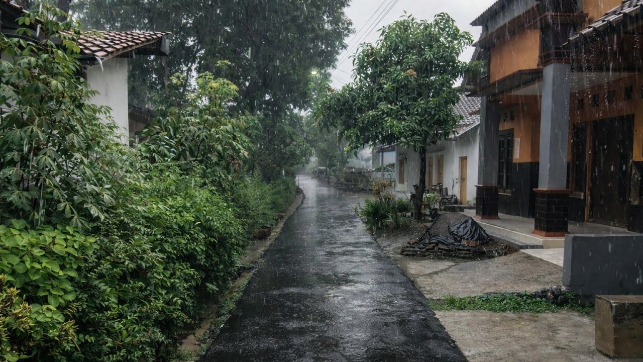 Heavy Rain in the Village 🌧️ ASMR Walking for Relaxation