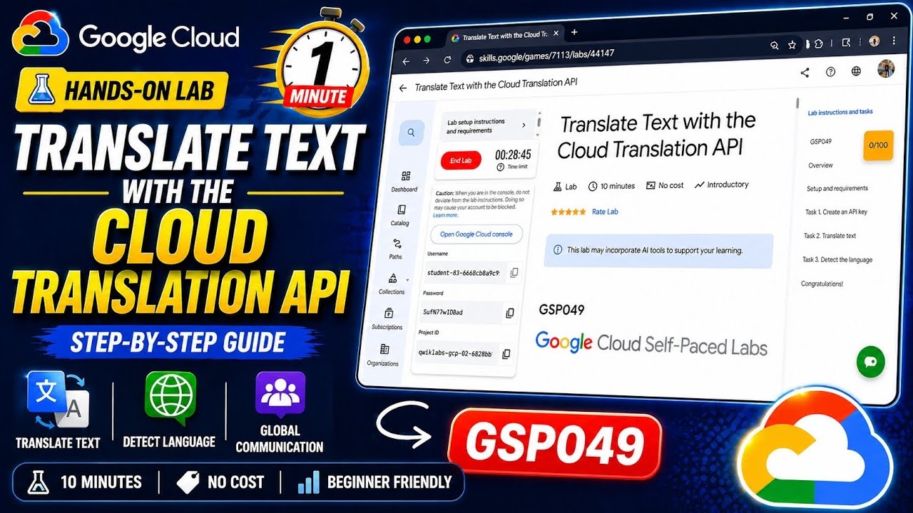 Translate Text with the Cloud Translation API | GSP049