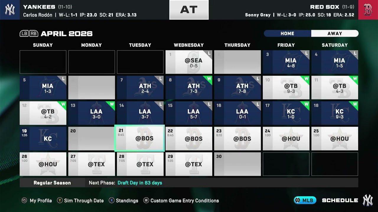 Как пройти симуляцию сезона в режиме франшизы в MLB The Show 26