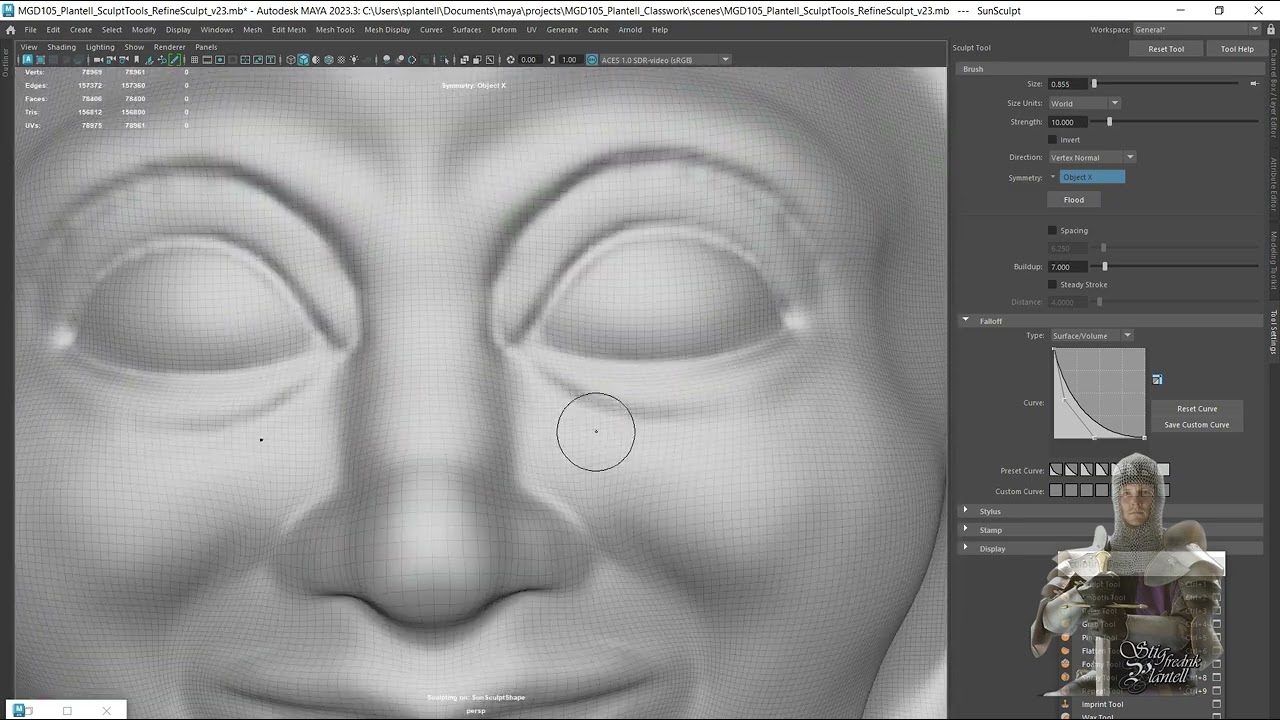 Bas Relief Facial Features with Maya
