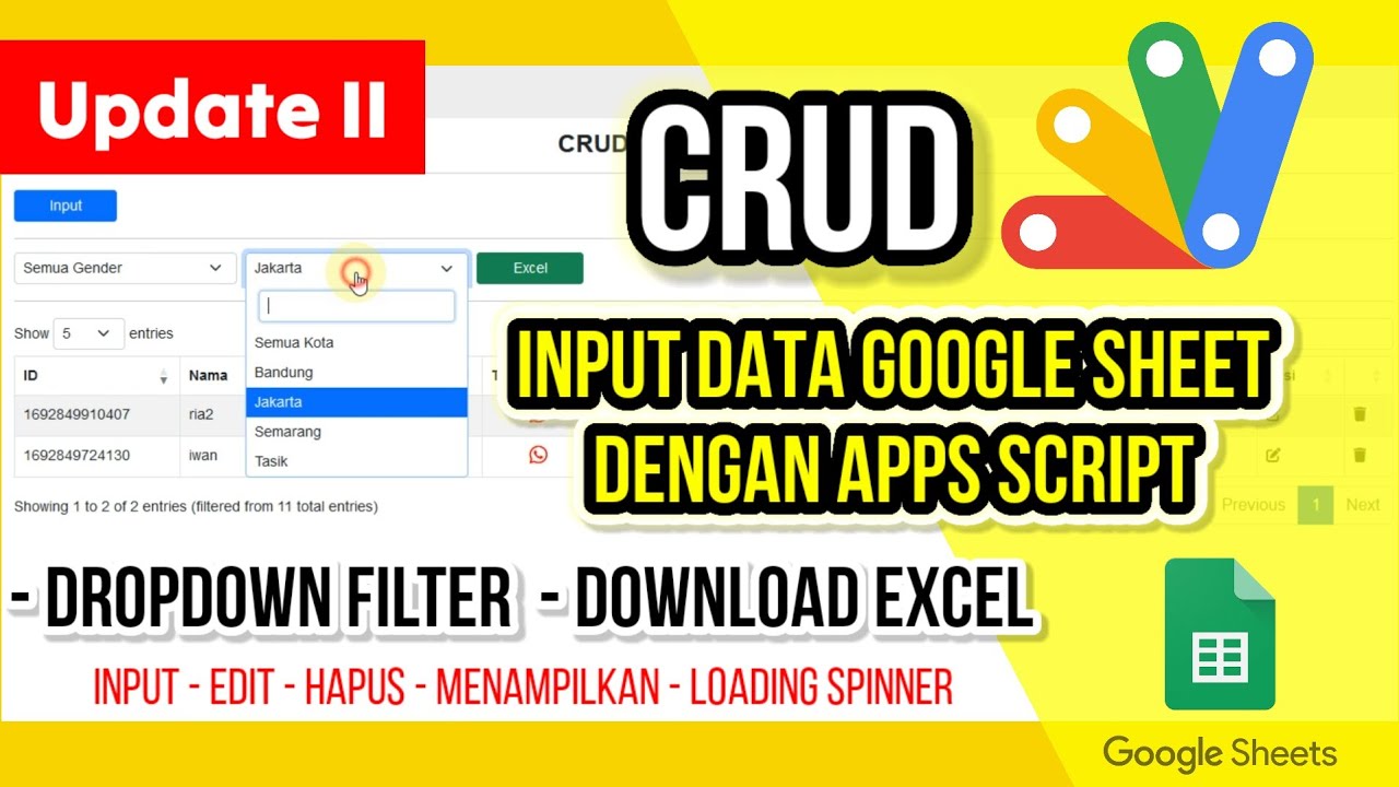 Apps Script Dropdown dan Download Excel | CRUD Google Apps Scripts Google Sheet