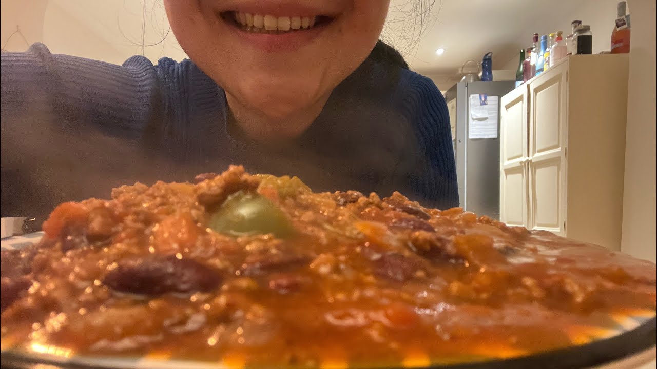 ASMR MUKBANG CHILI CON CARNE WITH RICE | LIFE UPDATE