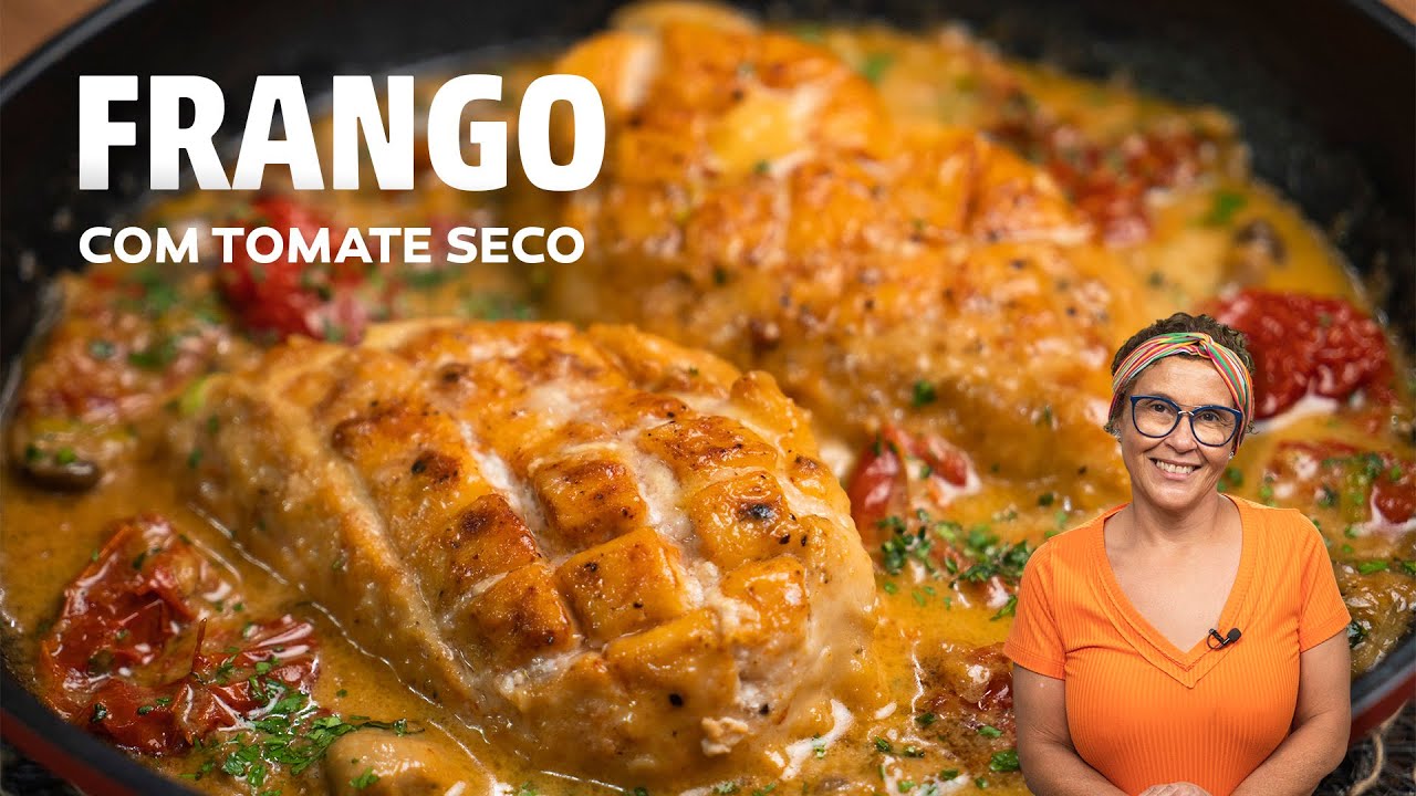 CARDÁPIO DO DIA: PEITO DE FRANGO COM TOMATE SECO E COGUMELO PARIS. UMA DELÍCIA!