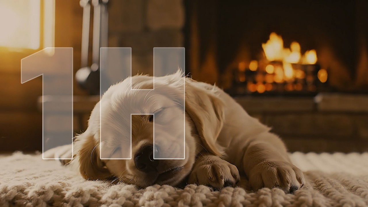 Healing Puppy Crackling Fire Ambience | Relaxing Sleep Sounds (No Talking)