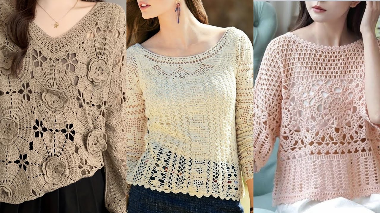 Elegant Crochet Blouse Shirts & Tops //Handmade Women Fashion 2026