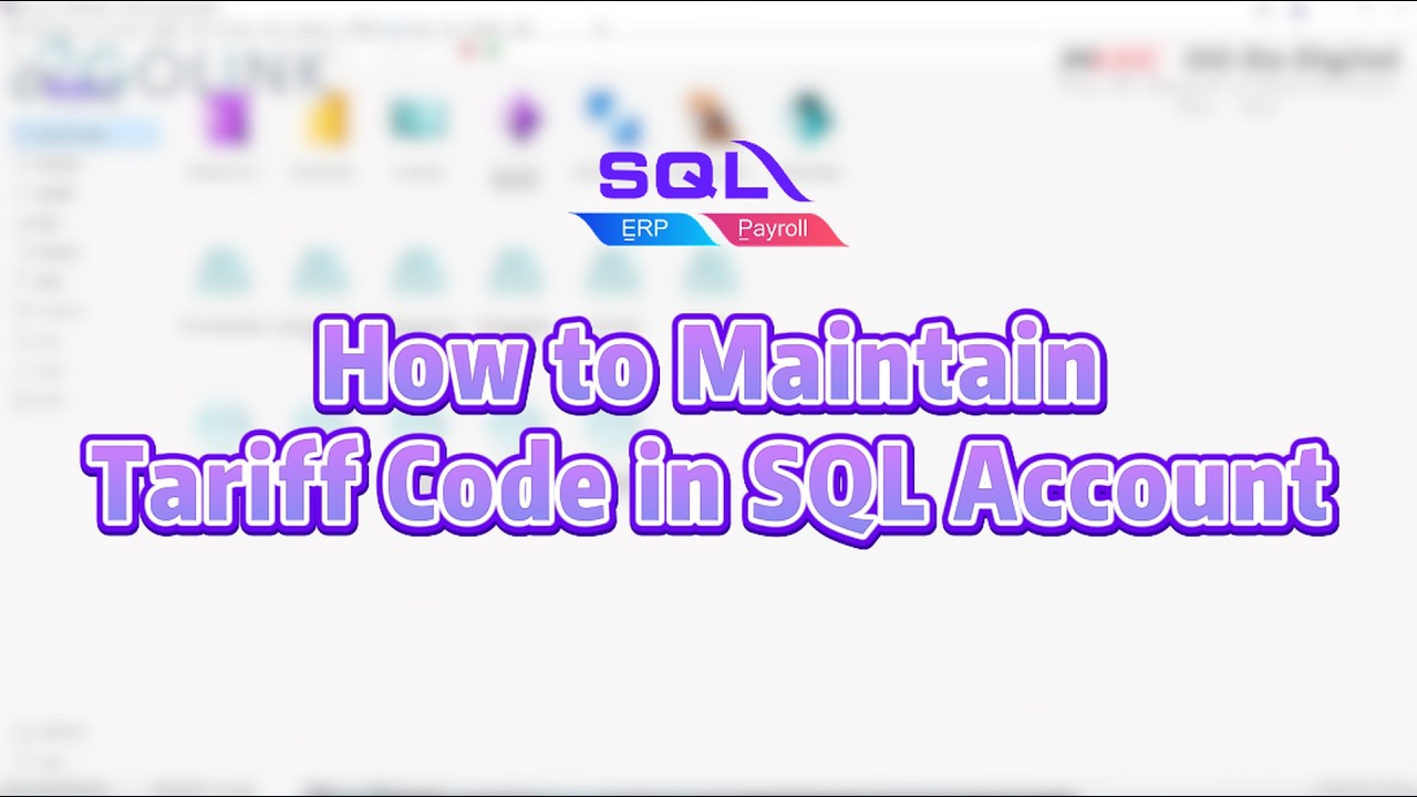 SQL Account | How to Maintain Tariff Code in SQL Account ?