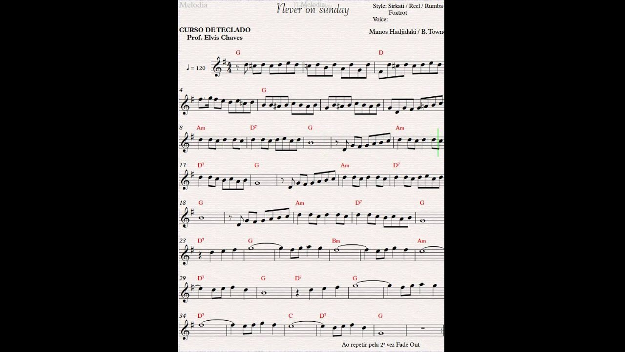 Never on sunday - Partitura