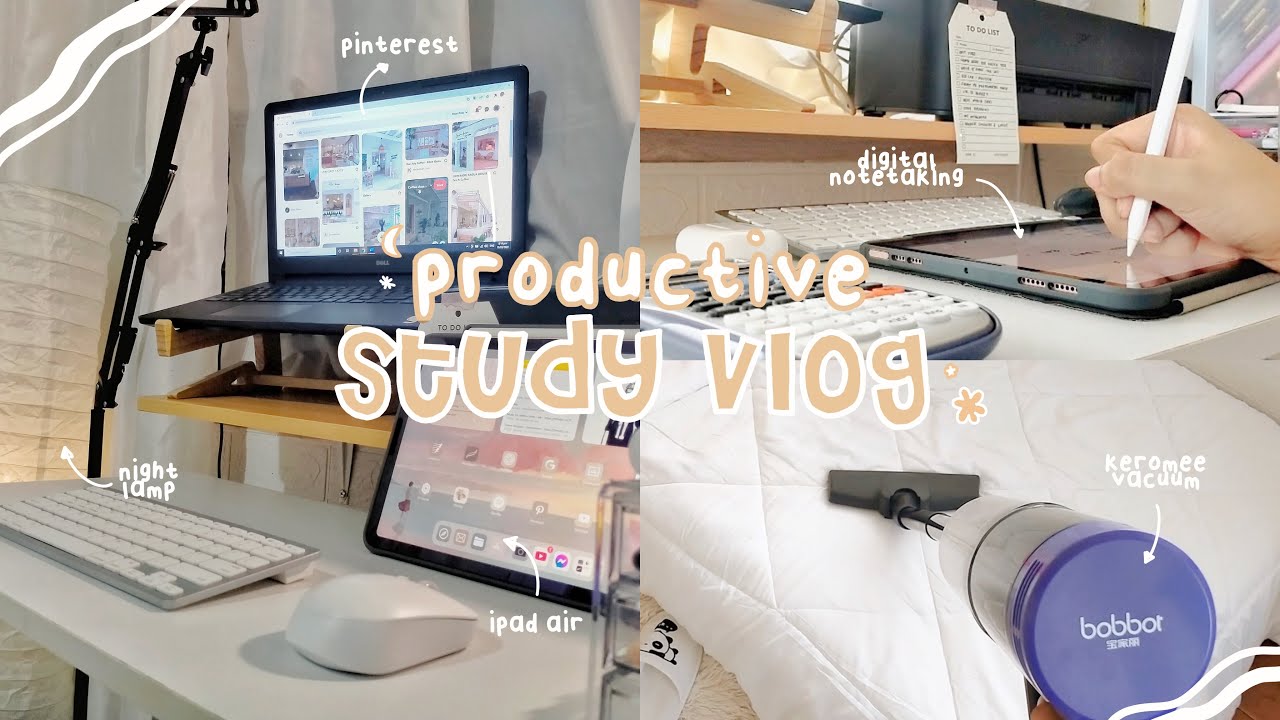 productive study vlog 🌸 spend a study day with me, doing chores, new vacuum ft. Keromee&Bobbot