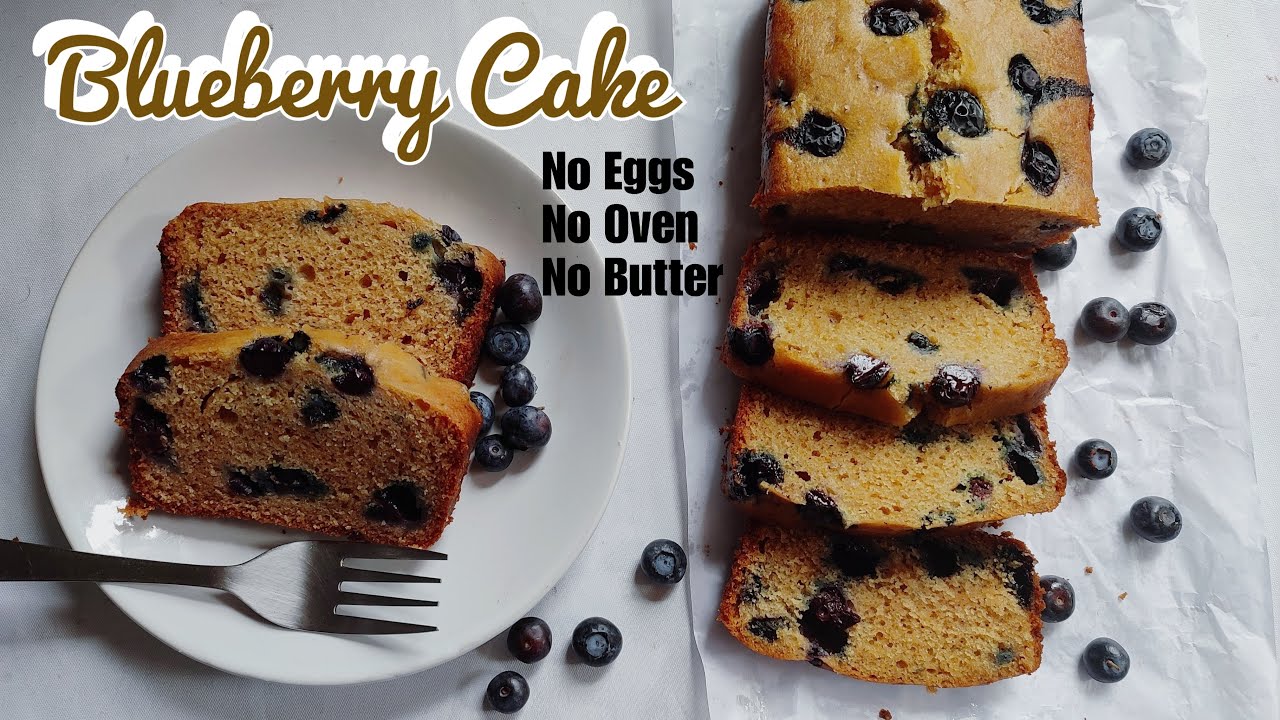 Blueberry Cake Recipe without Eggs & Oven | Super Soft & Moist Eggless Blueberry Cake