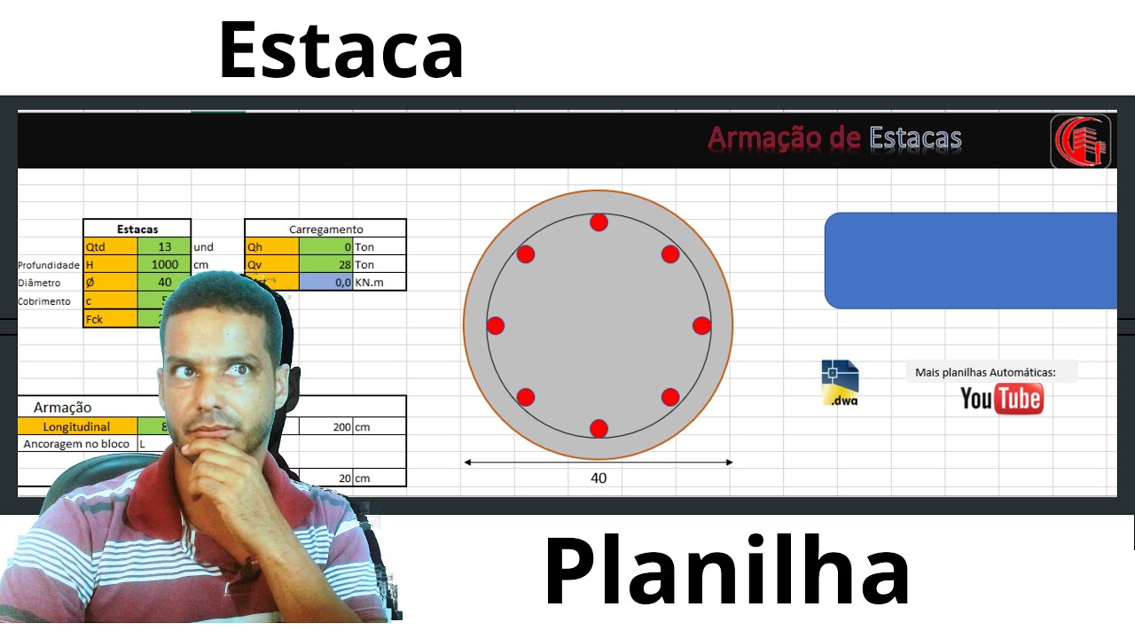 Armadura em Estacas [Planiha - DWG]