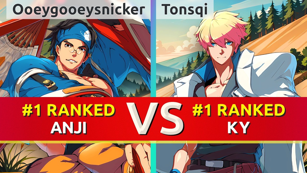 GGST ▰ Ooeygooeysnicker (#1 Ranked Anji) vs Tonsqi (#1 Ranked Ky). High Level Gameplay
