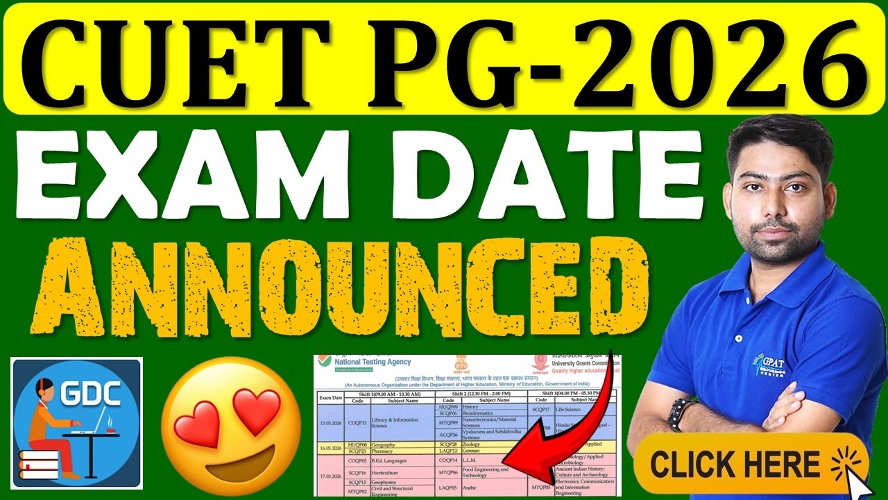 Объявлена ​​дата экзамена CUET PG 2026😍📢Дата экзамена CUET PG 2026 | Прием в магистратуру CUET M....