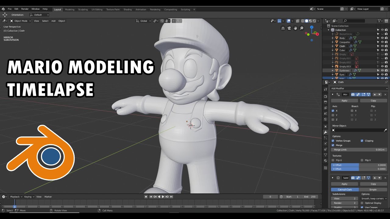 Mario modeling timelapse  (Blender 2.8)