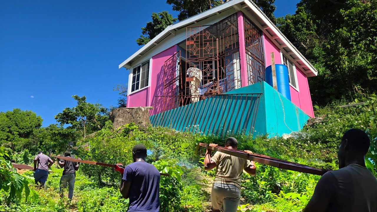 Installing the grills on the pink house | carrying them up was a real workout