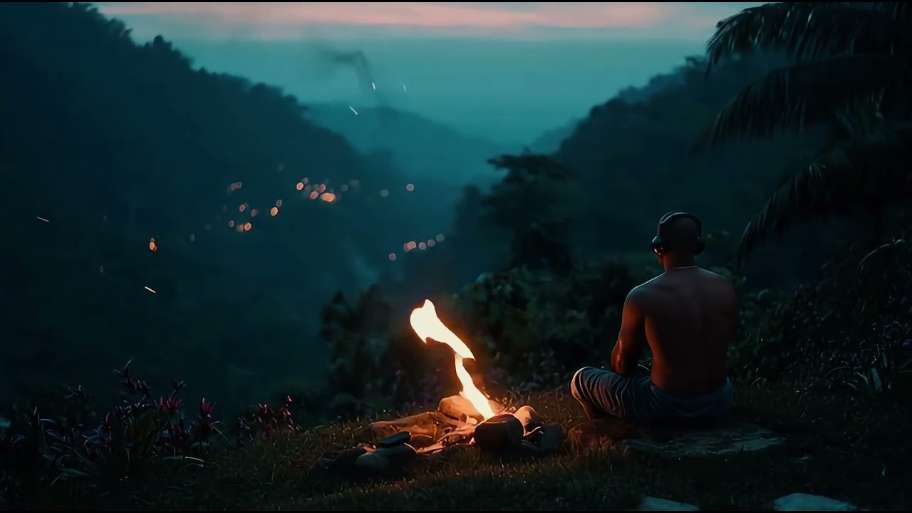 A Peaceful Night Above the Jungle 🔥 Campfire & Vintage Lofi Vibes