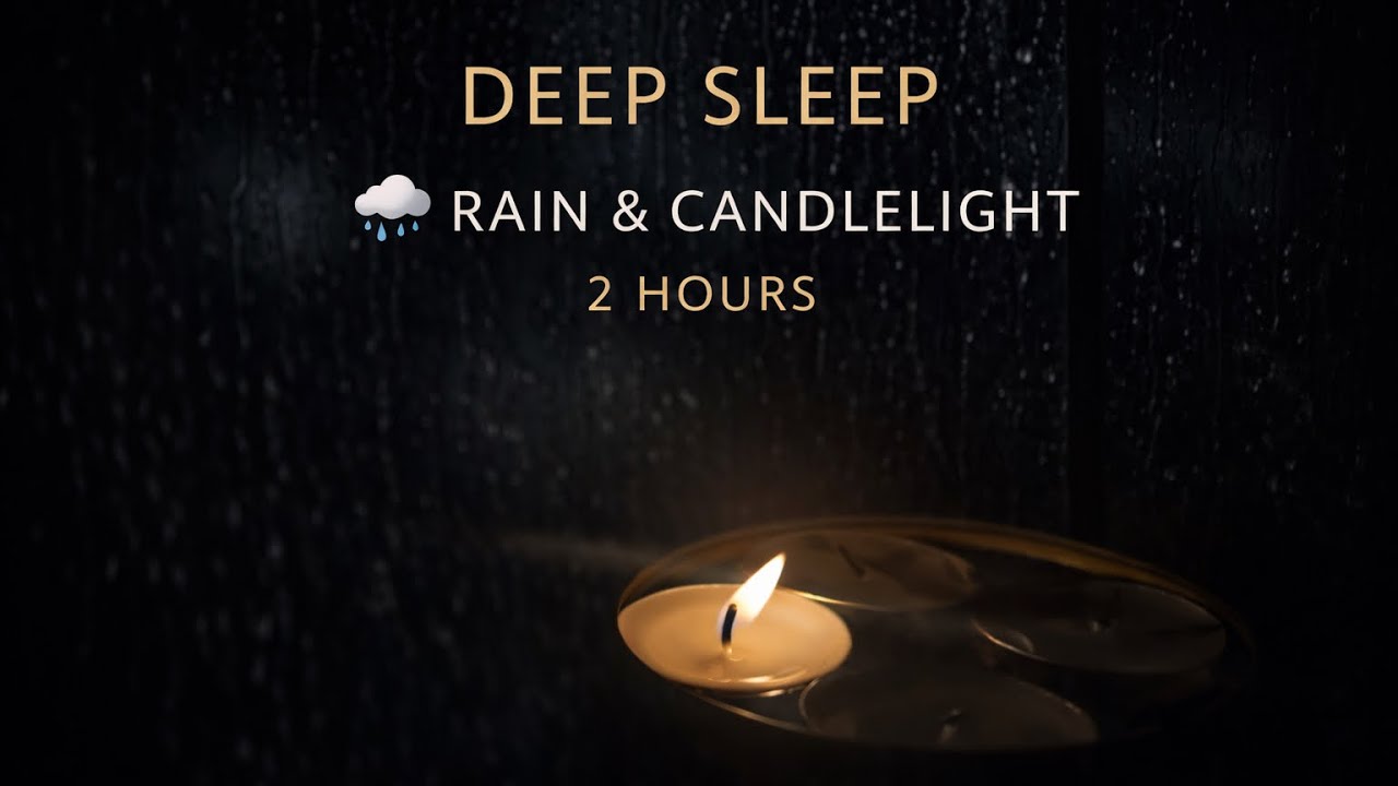 2 Hours Light Rain Sounds & Candlelight | Dark Screen for Deep Sleep | Relaxing Rain for Sleep