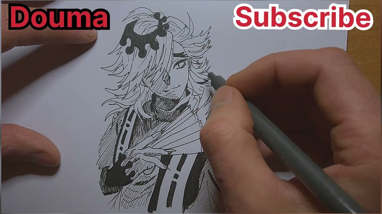How to draw Douma / Demonslayer