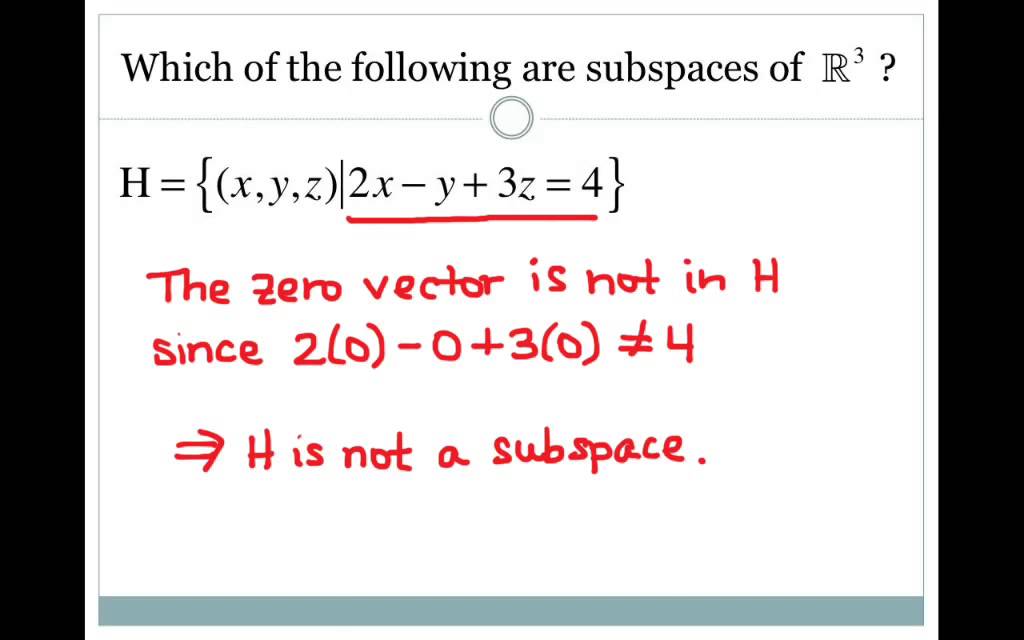 Section 2.8 Subspaces