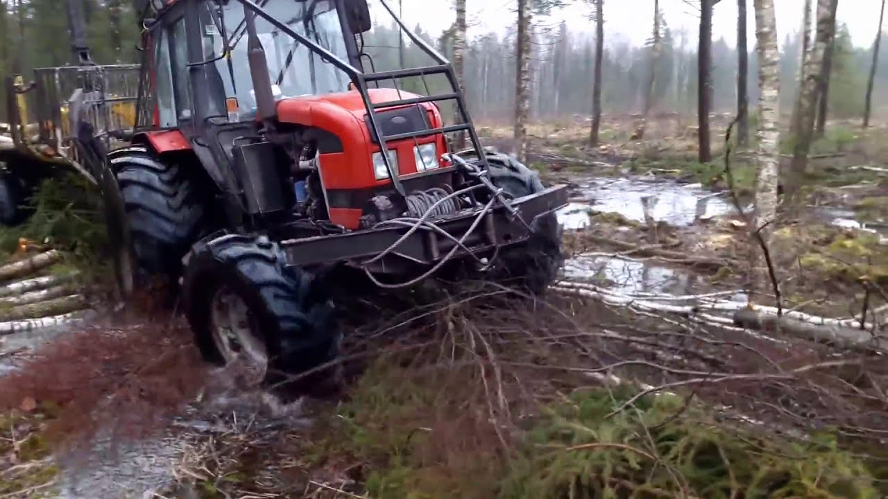 BELARUS MTZ 952.3 in wet forest!!!