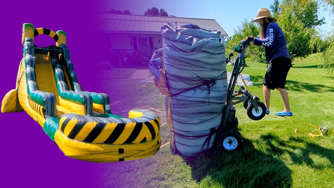 How to easily roll a 22' Inflatable Waterslide (Start to Finish)