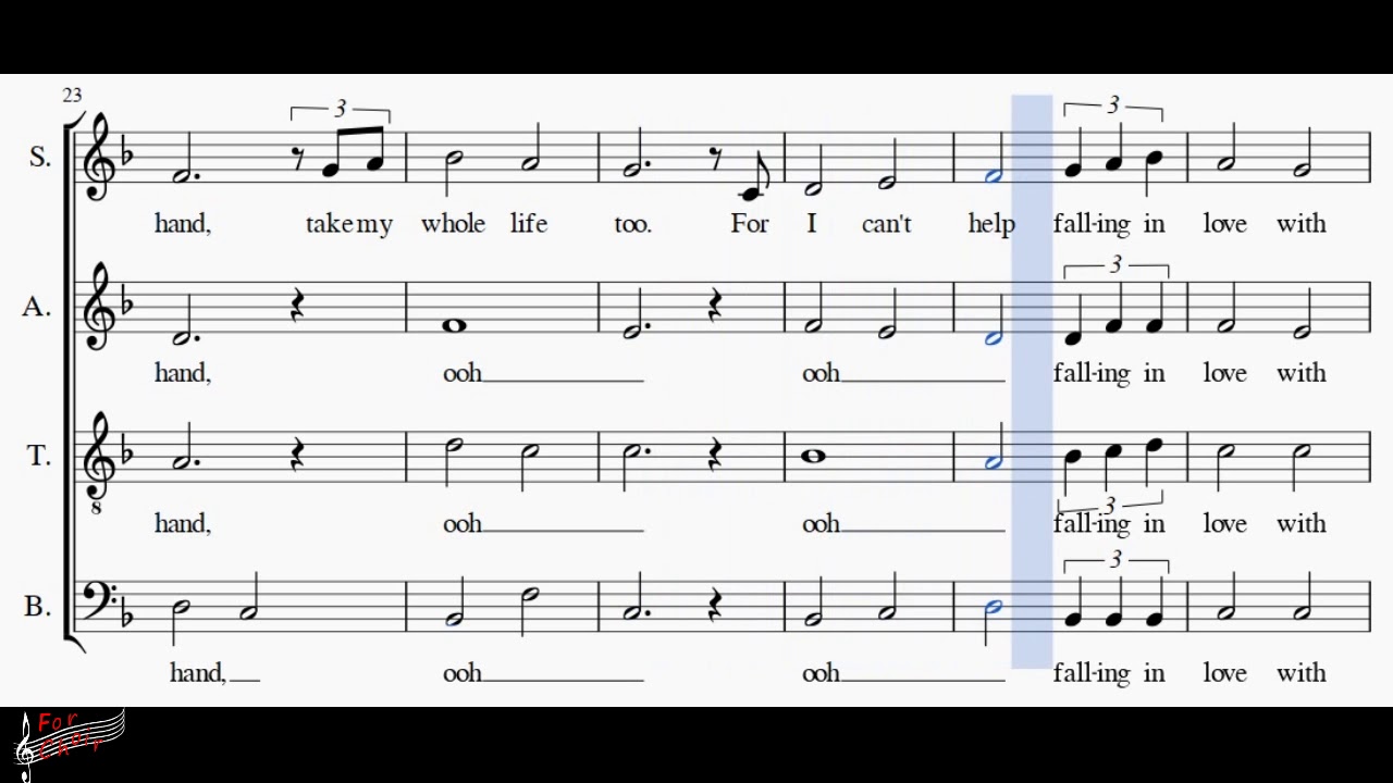 Choir/chór Elvis Presley - Can't help falling in love - Bass + score