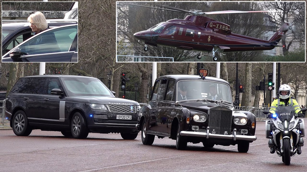 Queen Consort in a helicopter, King in a Rolls Royce, royal guards and London things 👑