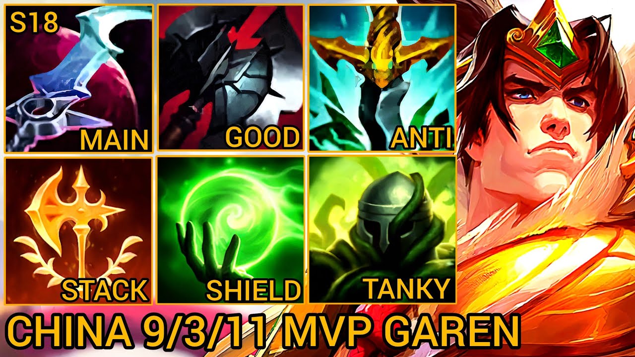 Legend Garen Top 10 MVP 9/3/11 - China Server Wild Rift Season 18 New Build Best Tier By Tiarty