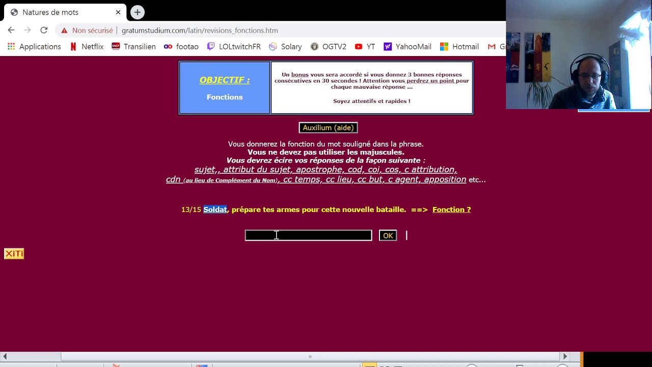 Latin 003 Fonctions grammaticales fran&ccedil;aises cas latins 1&egrave;re d&eacute;clinaison (exo)