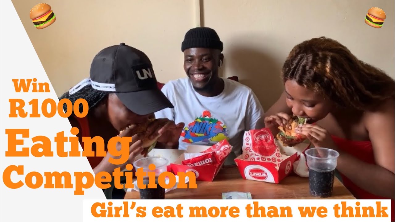 FASTEST TO FINISH A BURGER WINS R100||#friends #food (SA YOUTUBER)