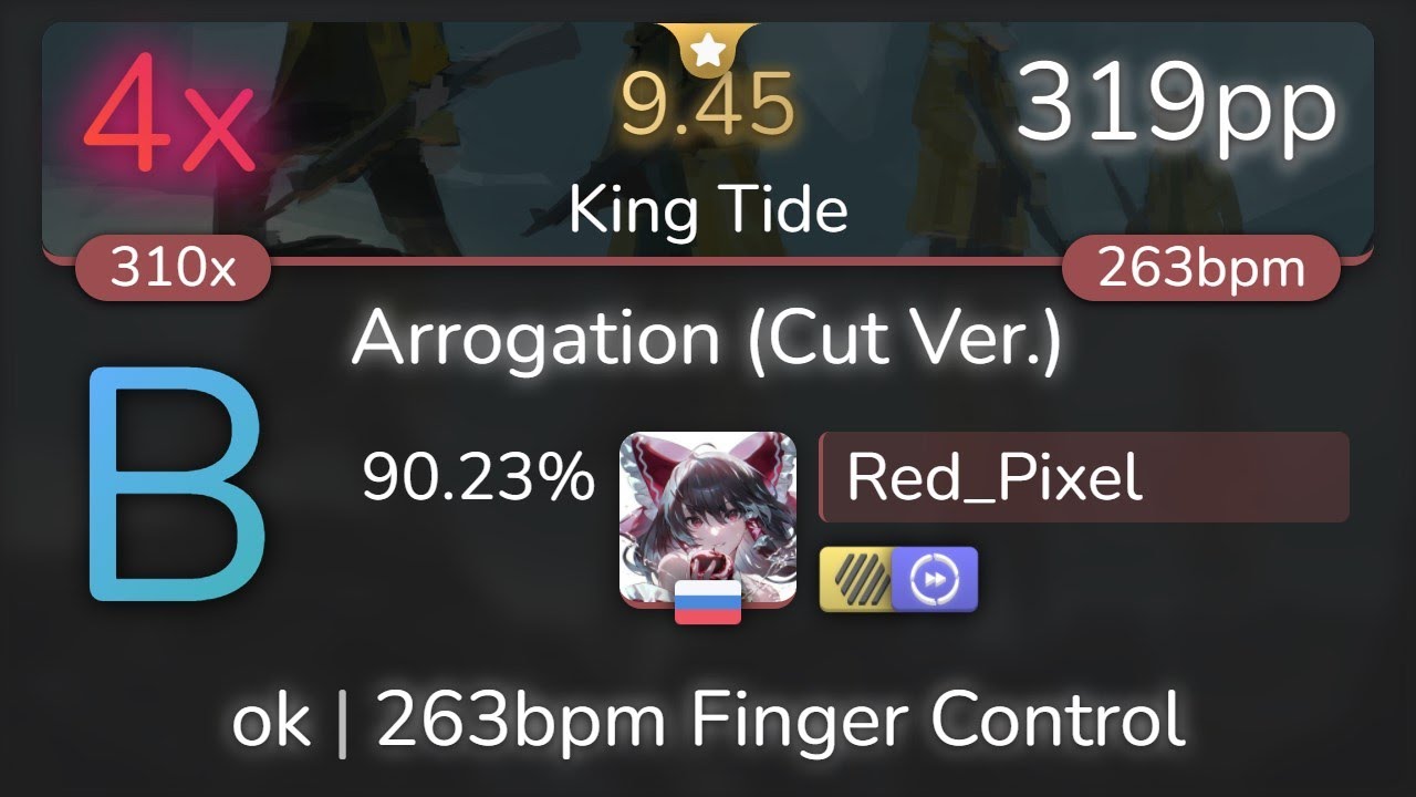 [9.45⭐] Red_Pixel | A? - Arrogation (Cut Ver.) [King Tide] +HDDT 90.23% {319pp 4❌} - osu!