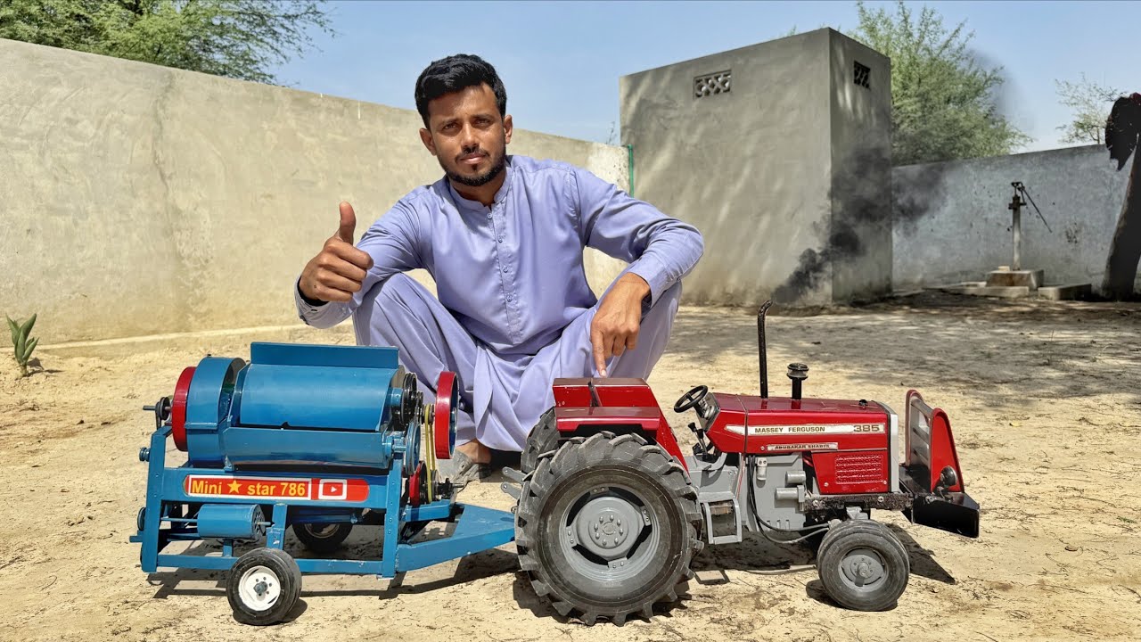 Handmade MF 385 Tractor vs Wheat Thresher | Homemade Agri Machinery | Nadeem Vlog 
