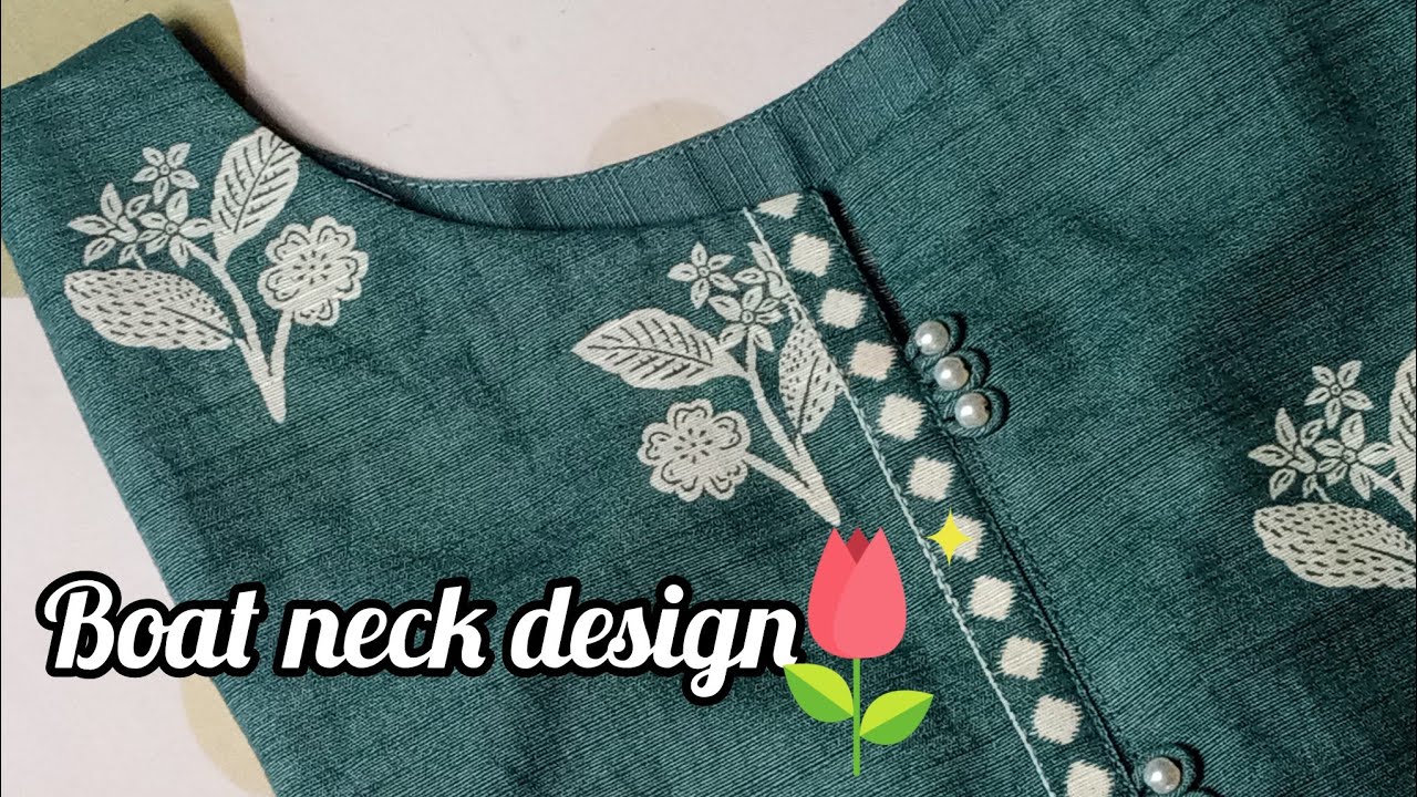 Elegant boat neck design with slit easy cutting and stitching using border and loops