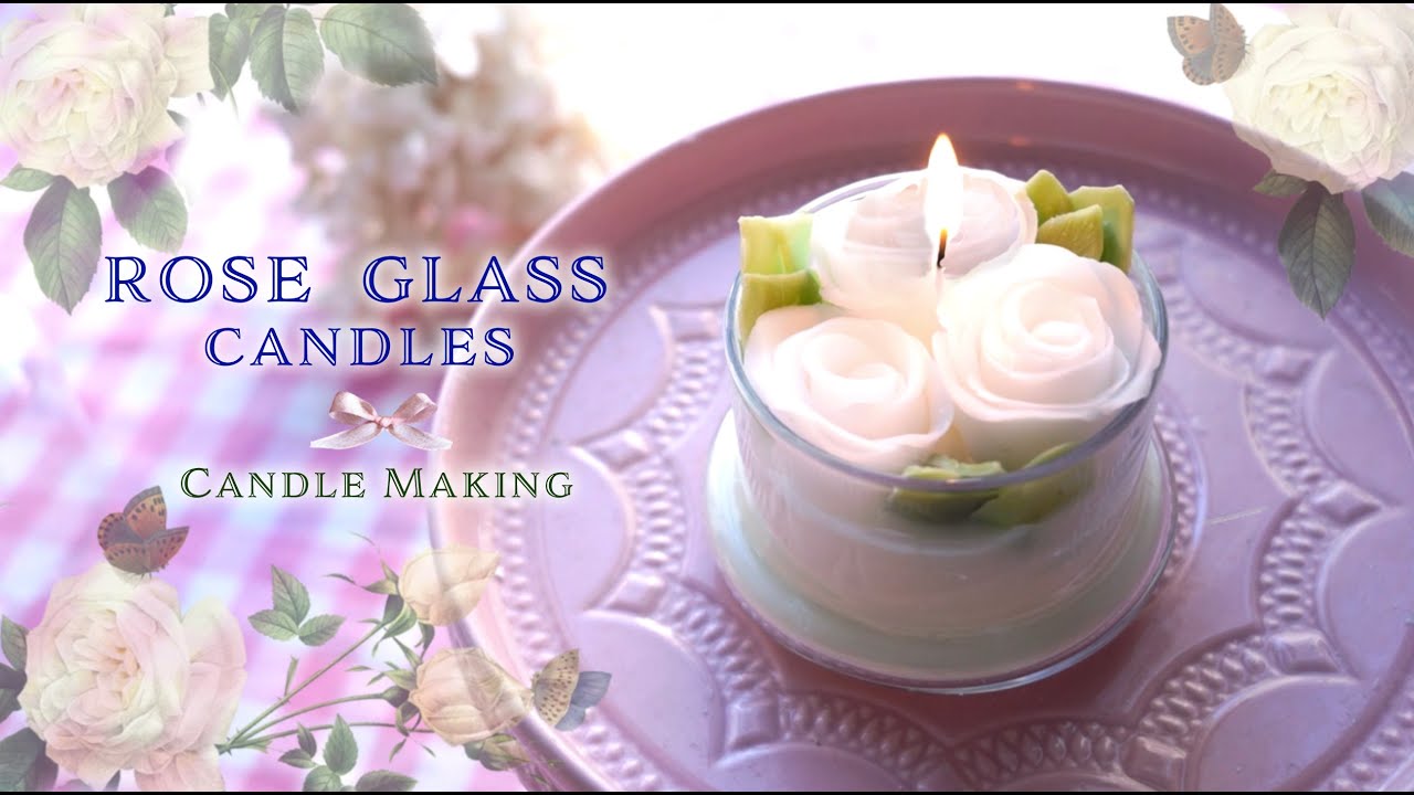 Rose glass candle/ Candle making/ 【簡単！】ローズグラスキャンドルの作り方/ハンドメイドキャンドル/初心者向け