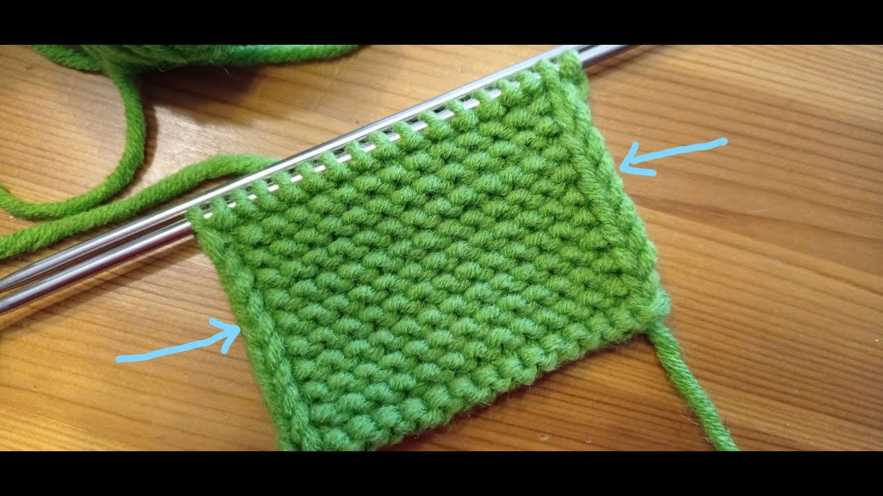 Kante aus 2 Maschen stricken lernen. F&uuml;r Anf&auml;nger