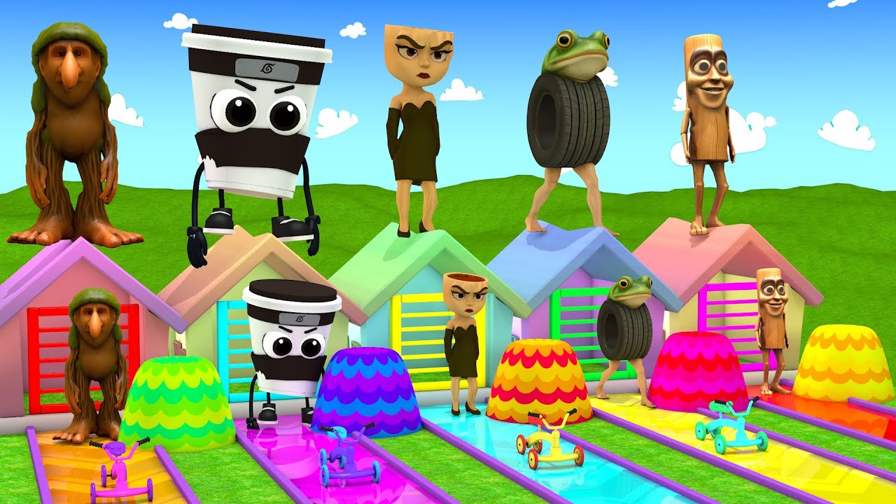 Long Slide Game With Cow Elephant Gorilla Hippopotamus Tiger 3d Animal Game Funny 3d Animals