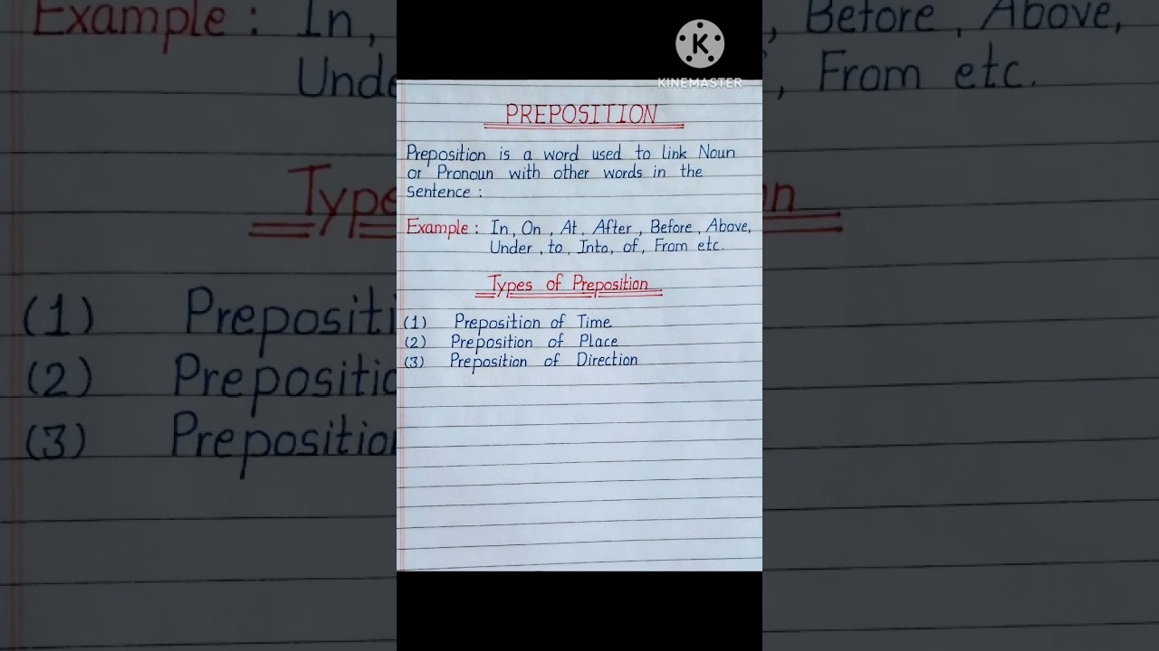 Definition of Preposition I Types of Preposition I #shorts #yt_shorts #englishgrammar