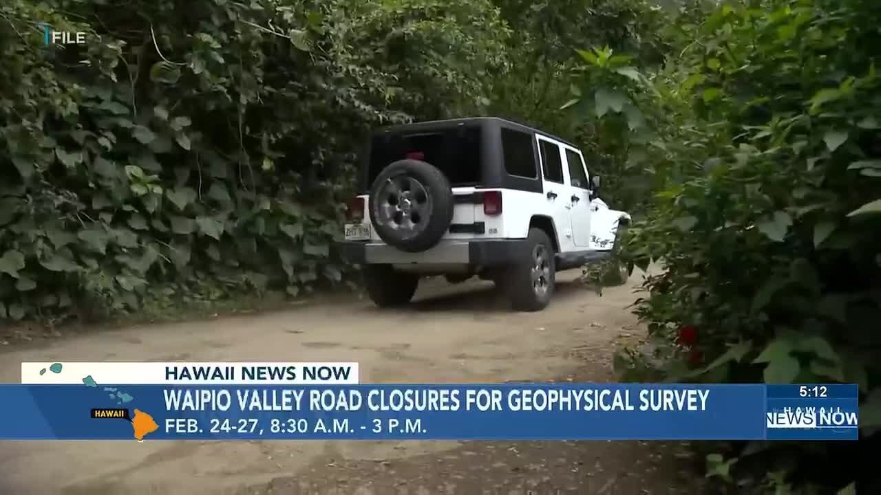 Waipio Valley Road to close for geophysical survey