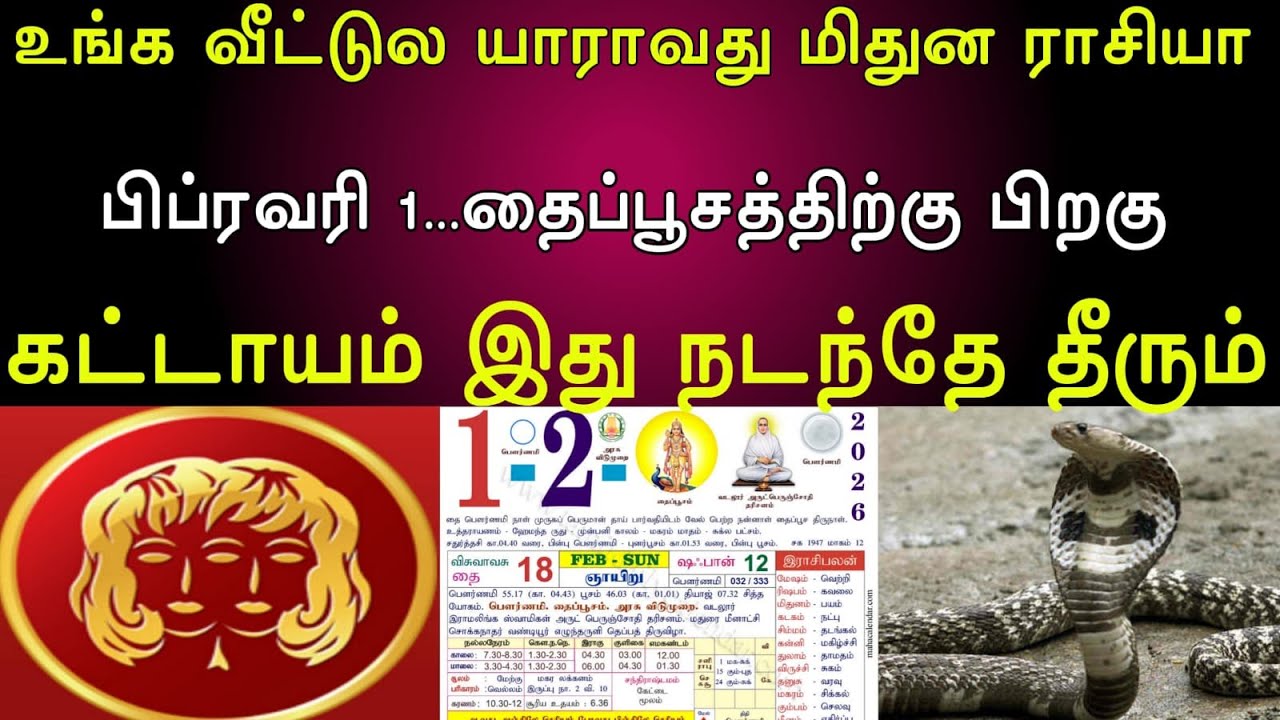 மிதுனம் | உங்க வீட்டுல யாராவது மிதுன ராசியா | பிப்ரவரி 1...தைபூசத்திற்கு பிறகு | கட்டாயம் இது நடந்தே