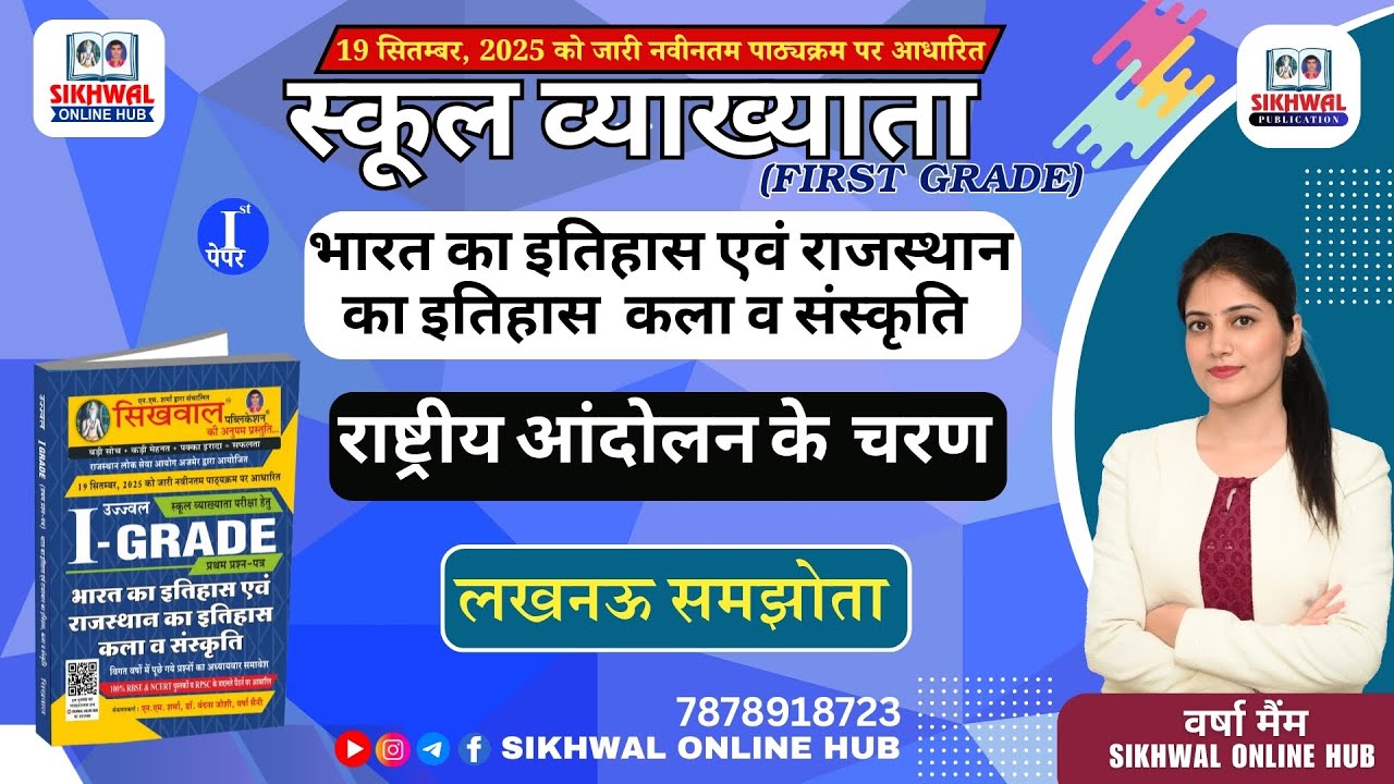 राष्ट्रीय आंदोलन के चरण लखनऊ समझोता  | First Grade INDIAN HISTORY Paper-1 CLASSES BY Varsha Maim