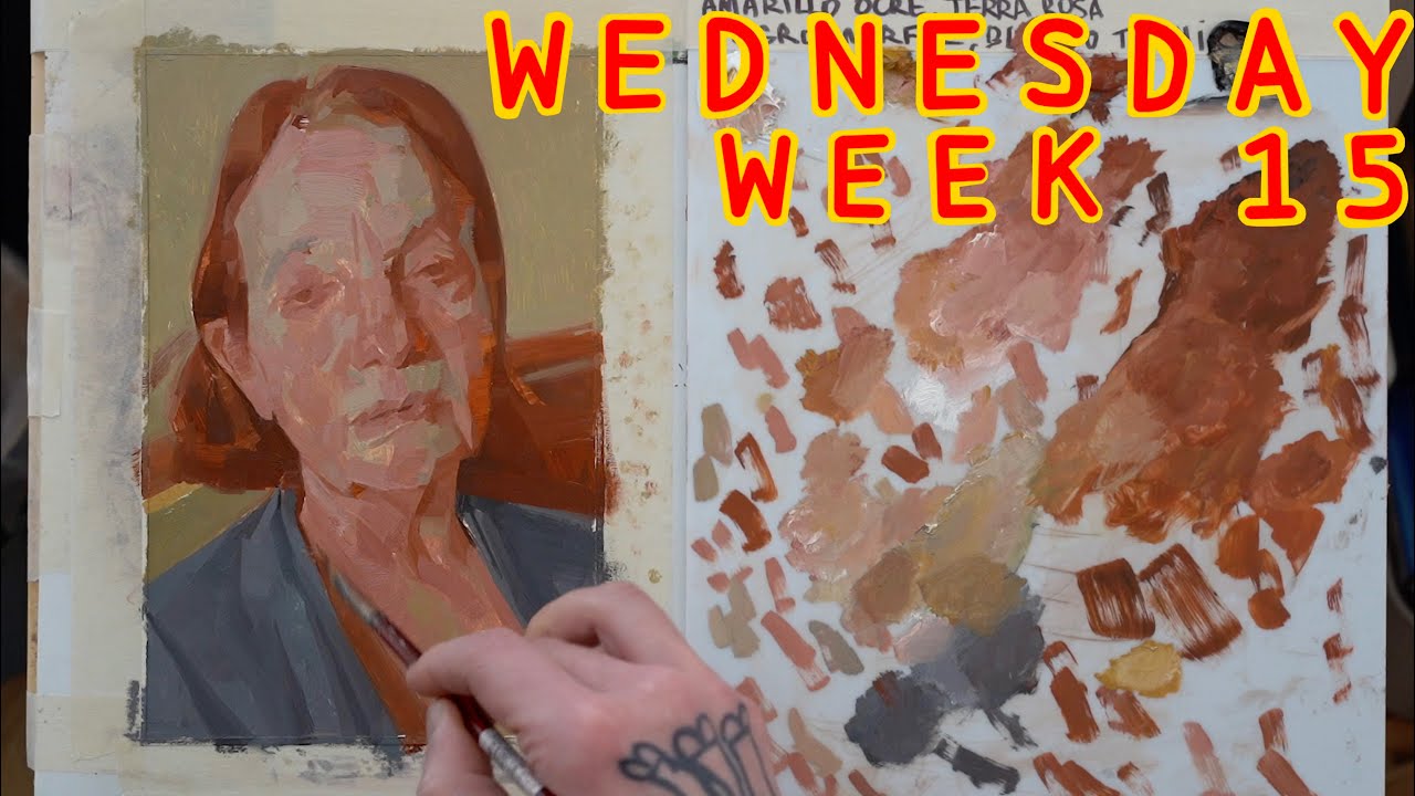 Wednesday, Week 15: Olga - Four Color Earth Palette, Oil on Synthetic Sheet (22/04/2020)