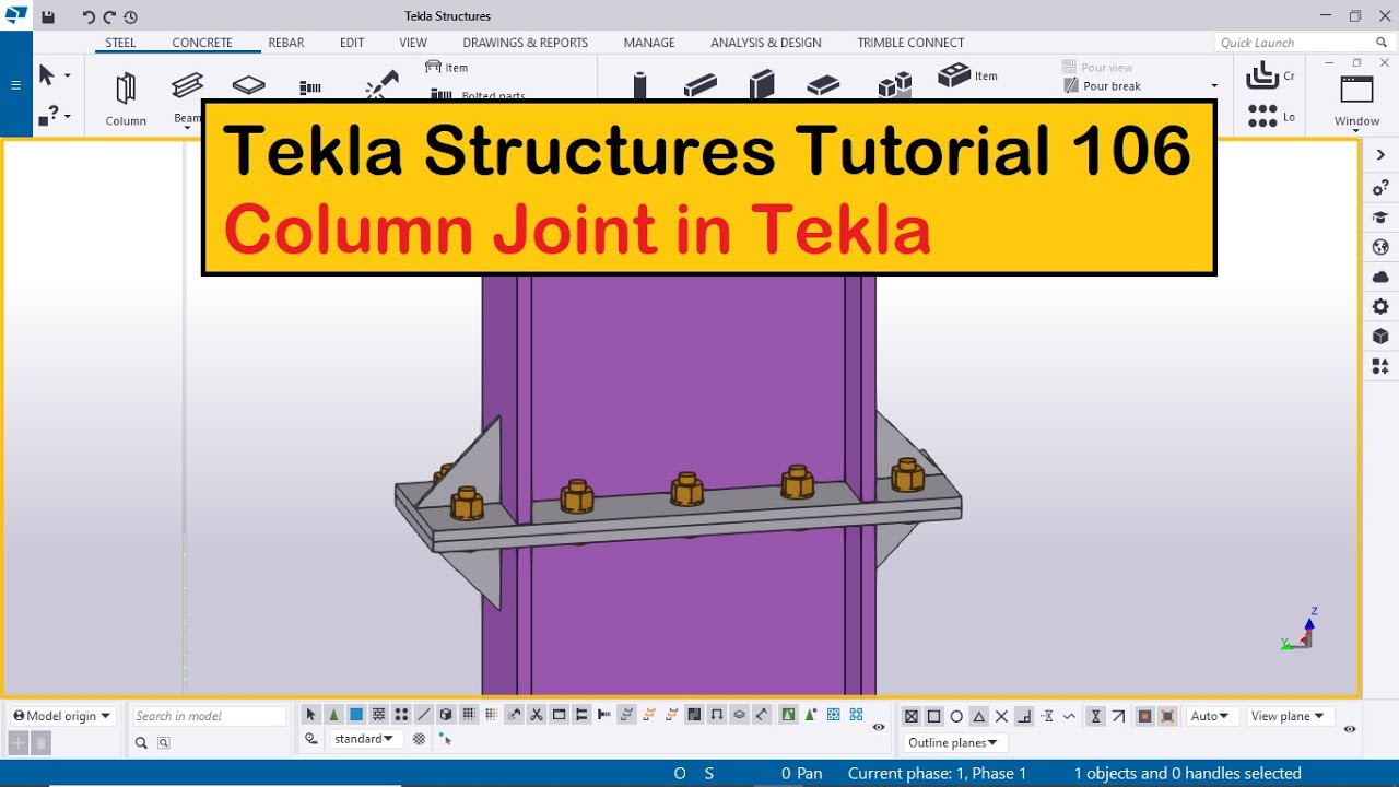 Tekla Structures Tutorial 106 | Column Joint Connection in Tekla