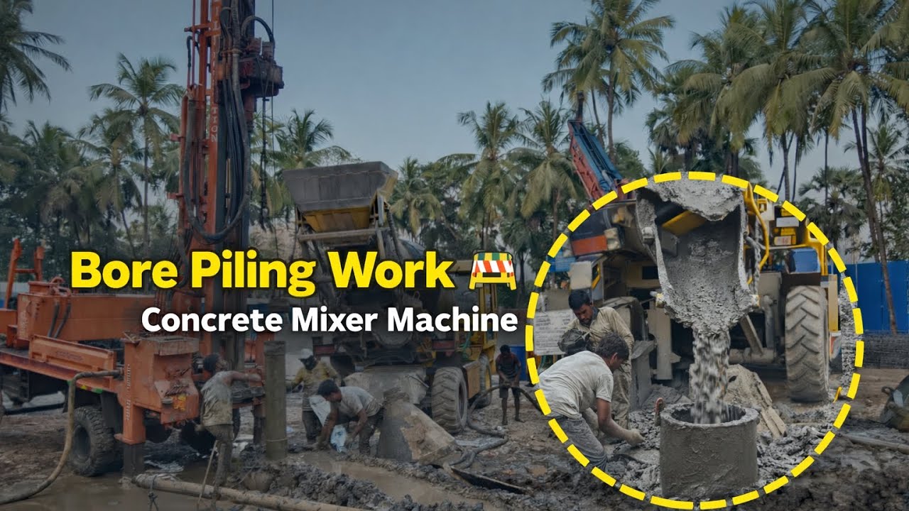Bore Piling Work Full Process 🚧 | Concrete Pouring Machine #amityadavt2 