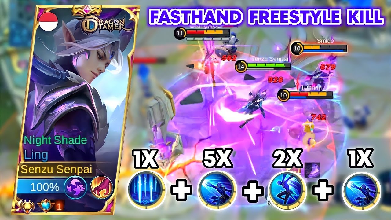 LING FASTHAND FREESTYLE KILL 5X SPEED DASH COMBO | Ling Top Global Gameplay Mobile Legends